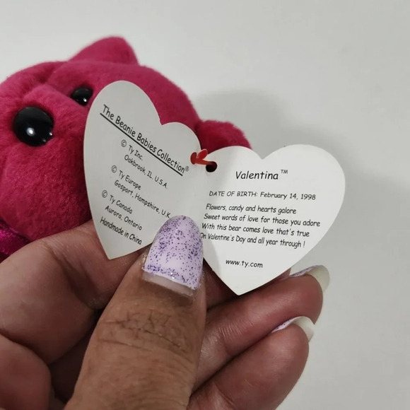 Vintage Ty Valentina Bear 1999 Stuffed Animal Plush Heart with Hang Tag - Picture 5 of 8